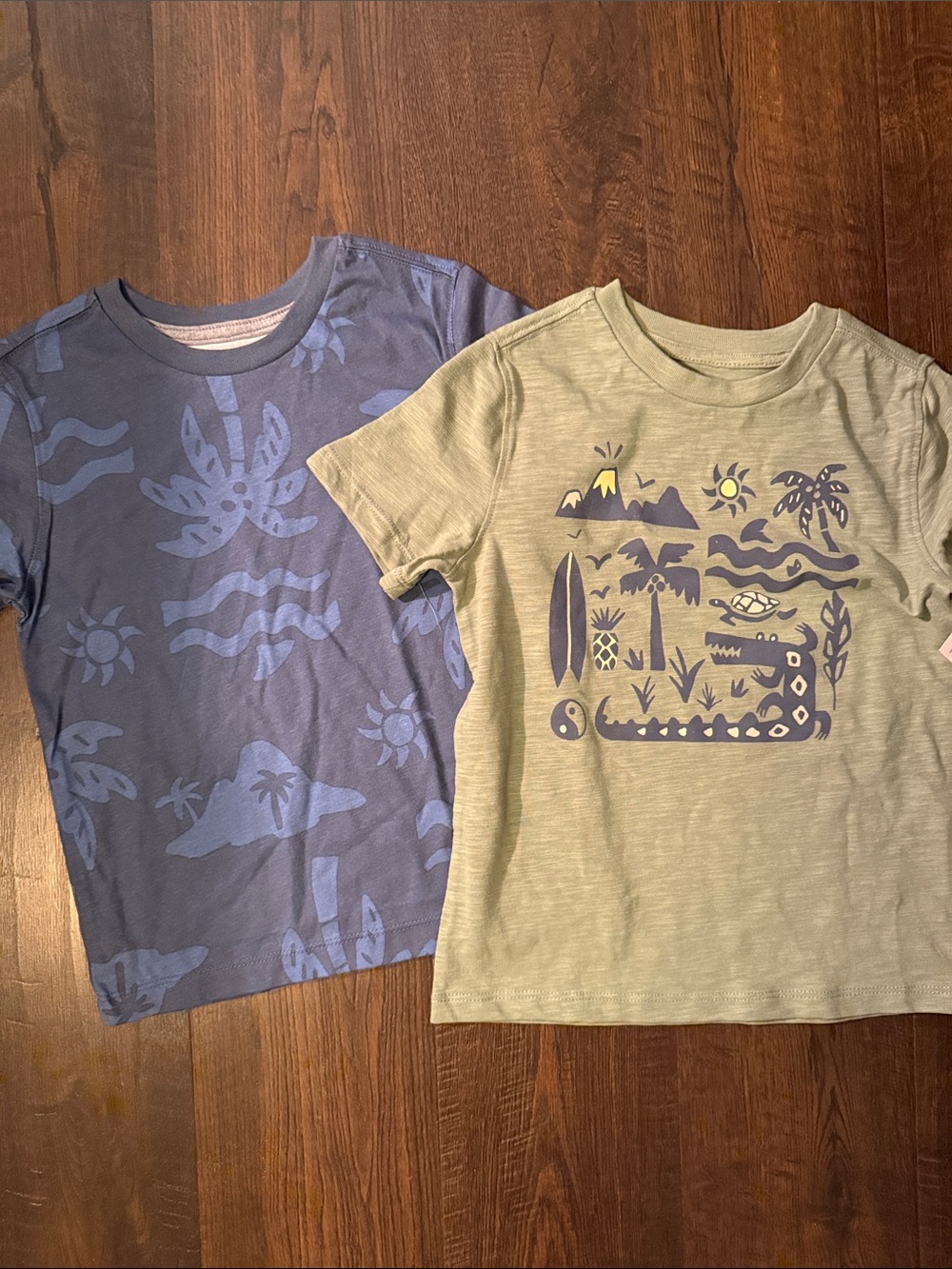 Short Sleeve Graphic Tee Duo - Blue & Light Green